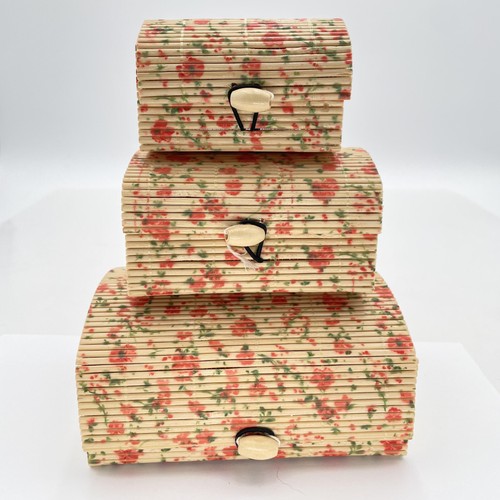 Floral bamboo trinket boxes - bamboo,